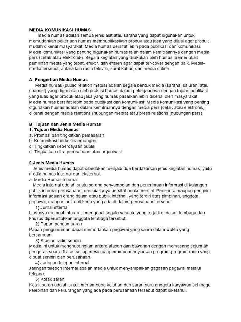Definisi dan Fungsi Media Humas | PDF | Ilmu Sosial | Komputer