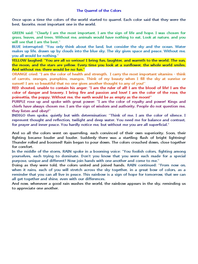 The Colors' Quarrel and Unity | PDF | Sky