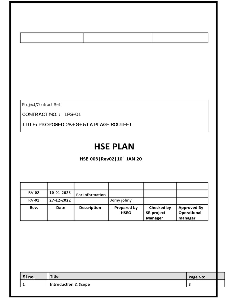 HSE Plan for La Plage South-1 Project | PDF