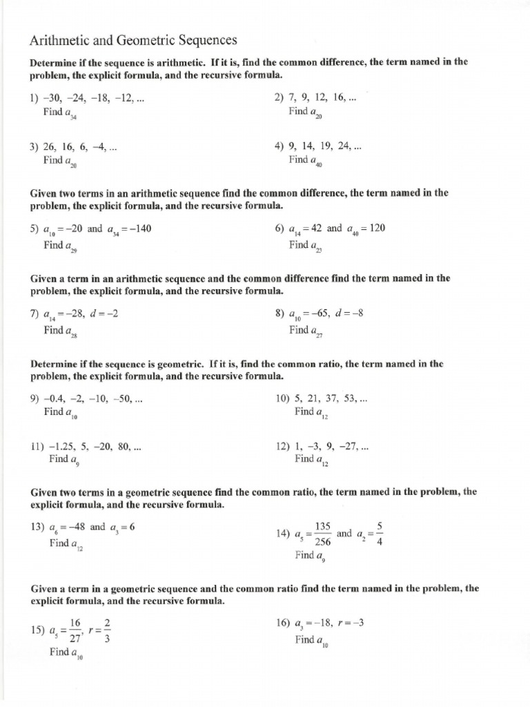 Arithmetic and Geometric Sequences | PDF