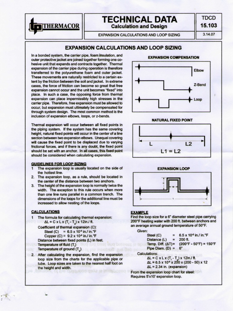 Expansion Calculation and Loop Sizing001 Thermal Expansion Pipe