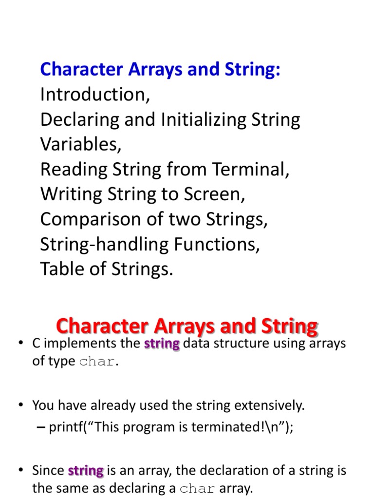 Chap 4 Character Array and String | PDF
