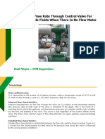 Calculate Flow Rate Through Control Valve For Incompressible Fluids When There Is No Flow Meter