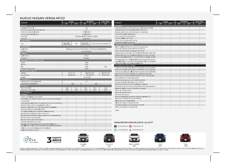 Versa Ficha Tecnica PDF