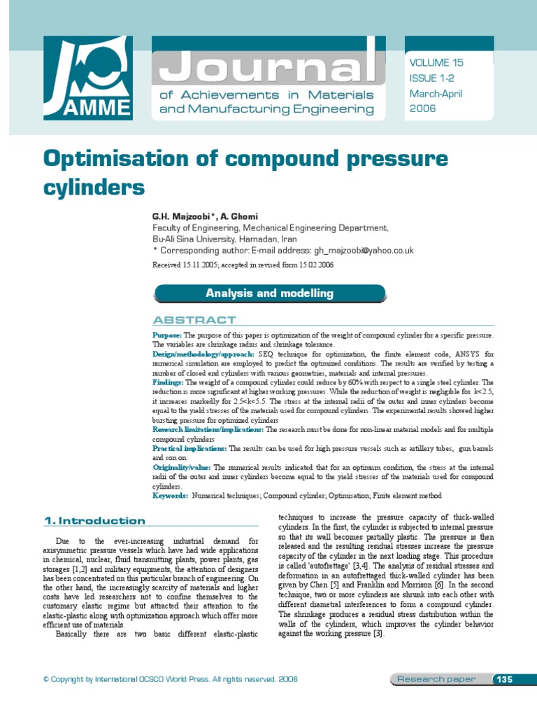 Compound Cylinder | PDF | Stress (Mechanics) | Mathematical Optimization