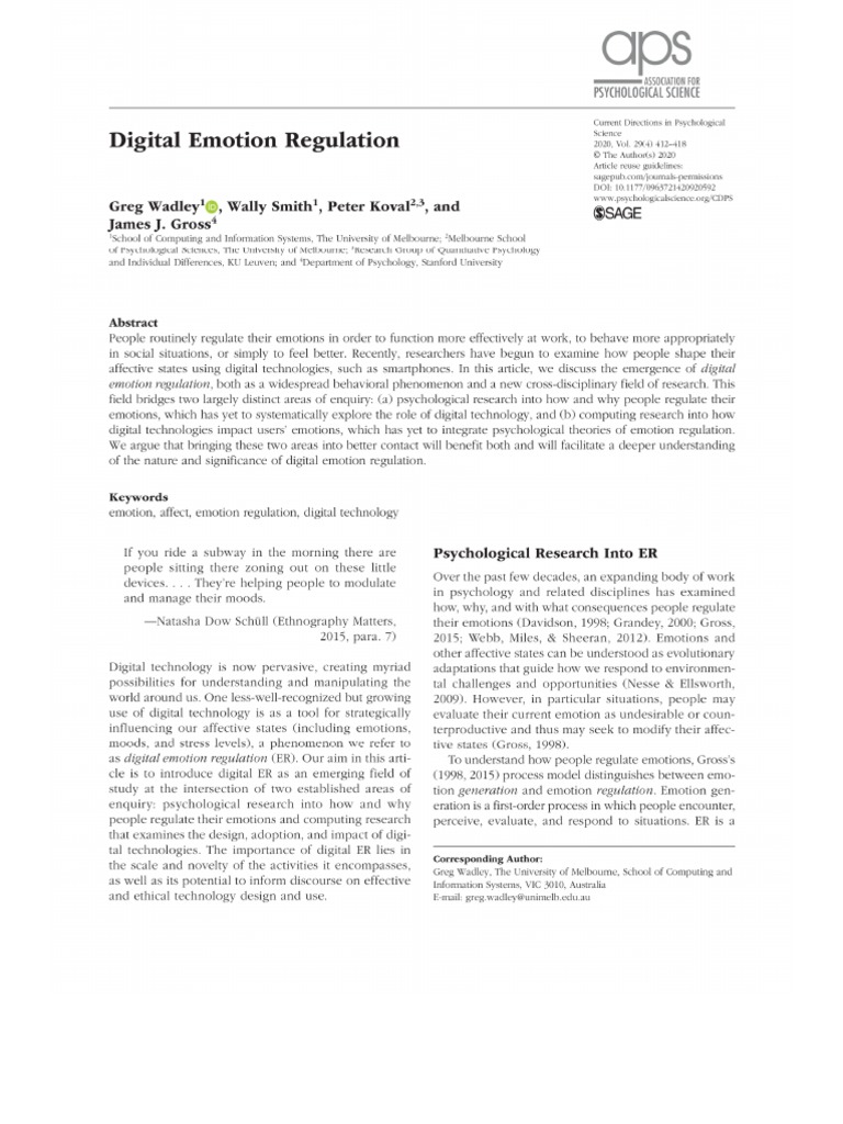 Digital Emotion Regulation | PDF