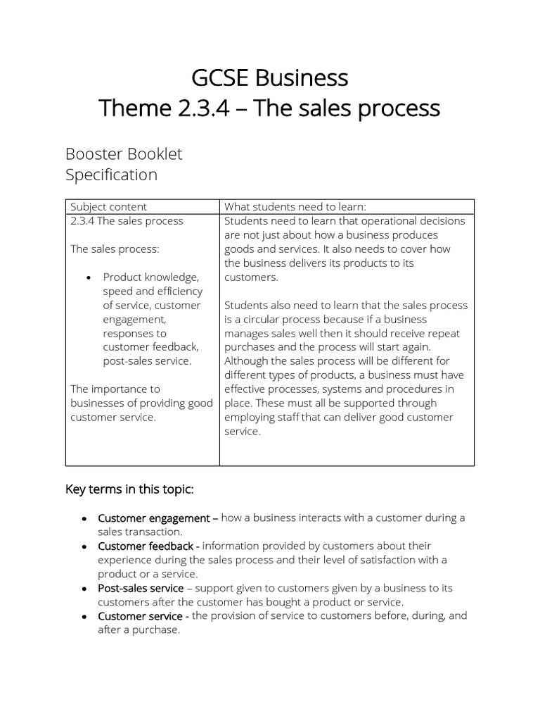 2.3.4 The Sales Process | PDF