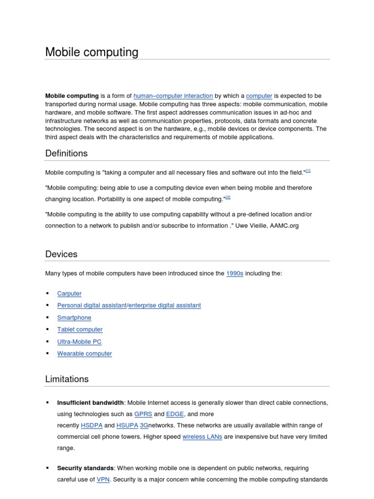 Mobile Computing | PDF | Mobile Computing | Mobile Computers