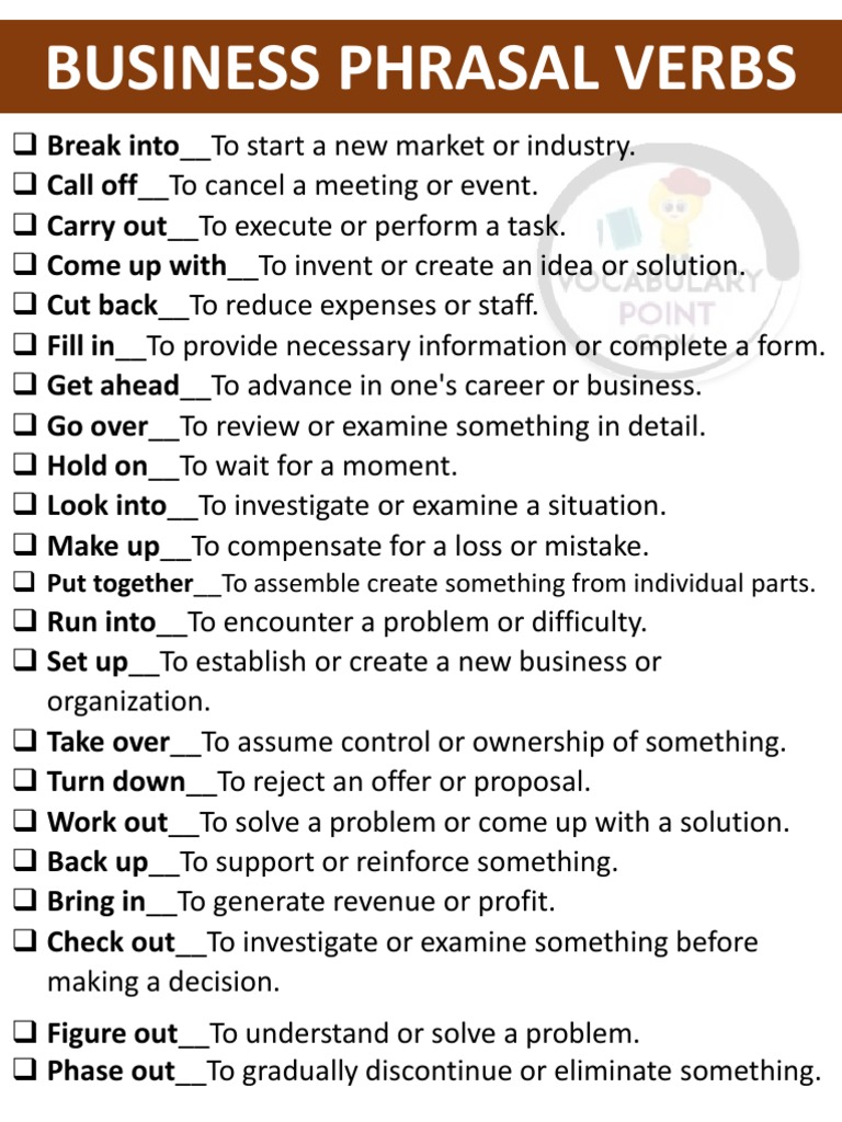 16 Business Phrasal Verbs essenciais para executivos(as).