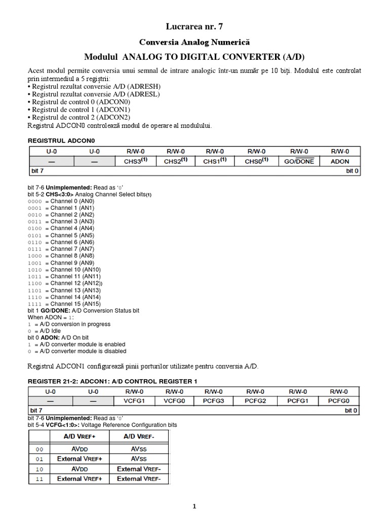 Modulul ANALOG TO DIGITAL CONVERTER (A/D) | PDF