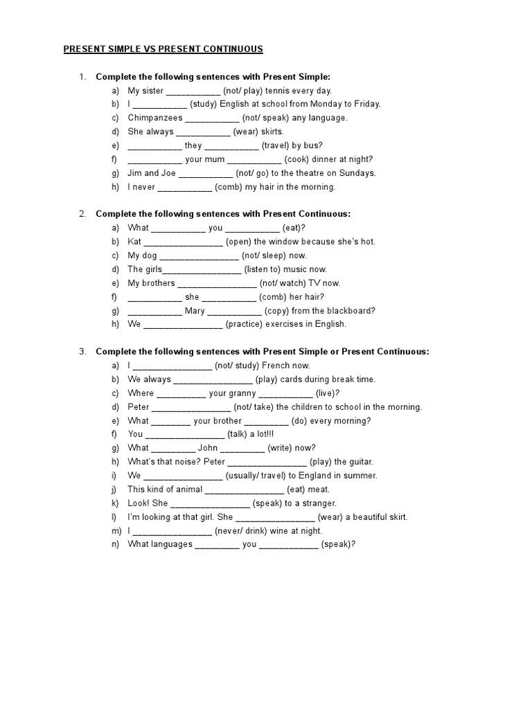 Present Simple and Continuous | PDF | Foreign Language Studies