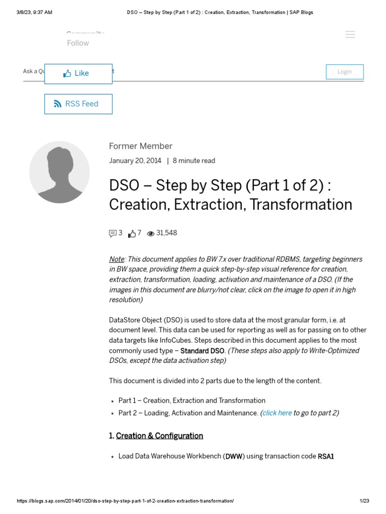 DSO Creation and Transformation Guide | PDF | Comma Separated Values ...