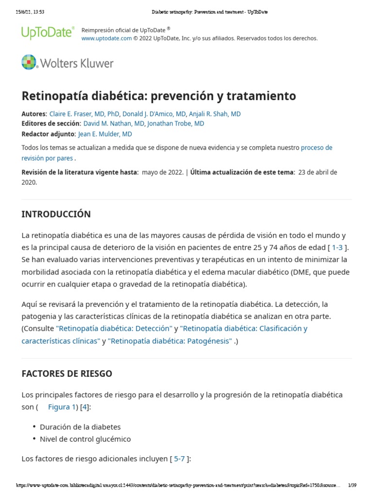 Diabetic Retinopathy Prevention and Treatment UpToDate PDF