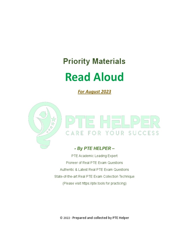 Read Aloud Priority Materials HELPER August 2023 | PDF