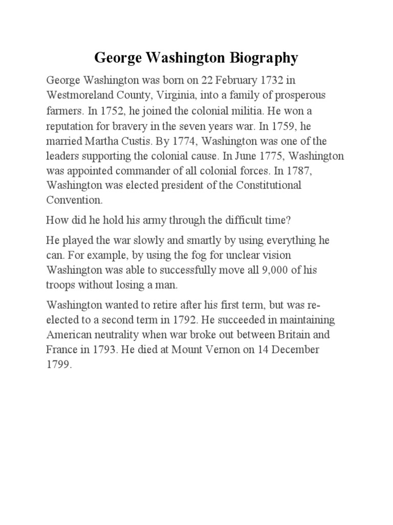 Washington Biography PDF