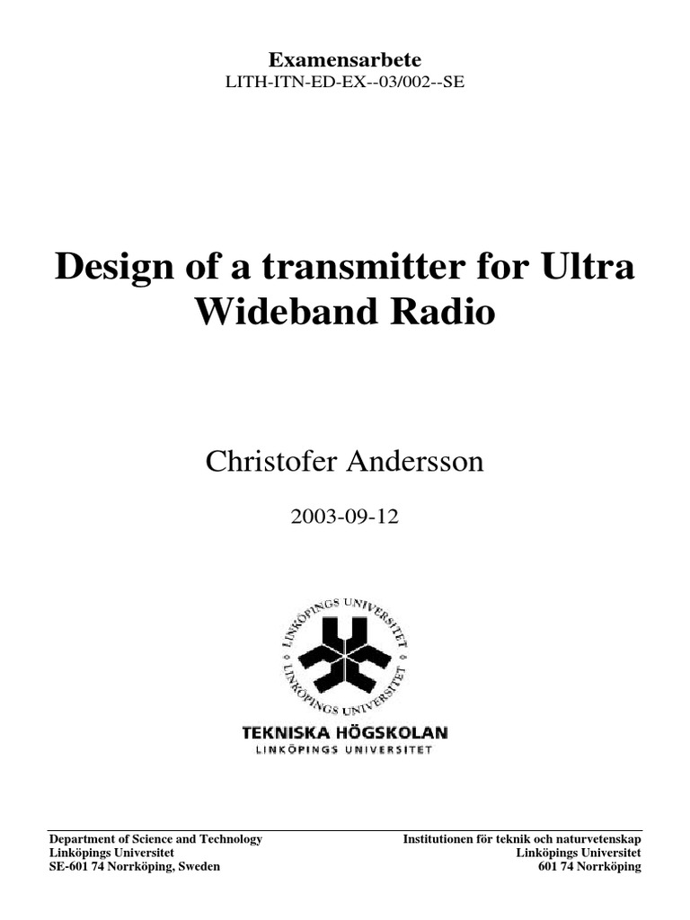 Design of TX For Ultra Wideband Radio | PDF | Ultra Wideband | Amplifier
