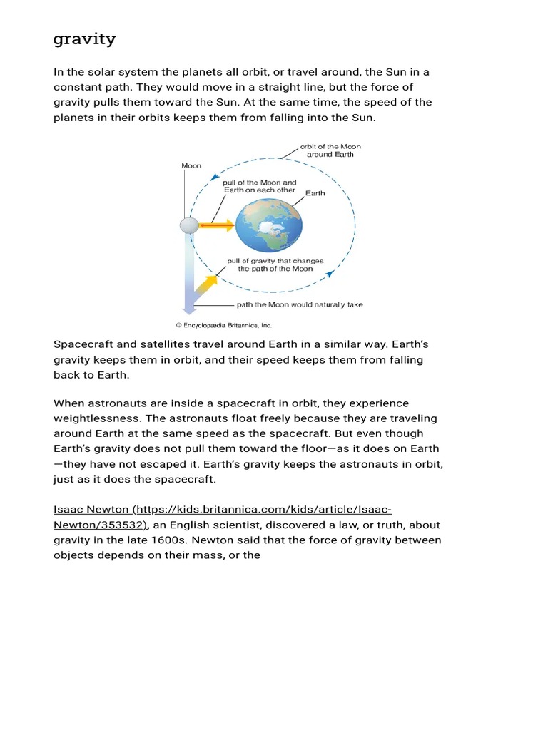 Gravity - Kids - Britannica Kids - Homework Help | PDF