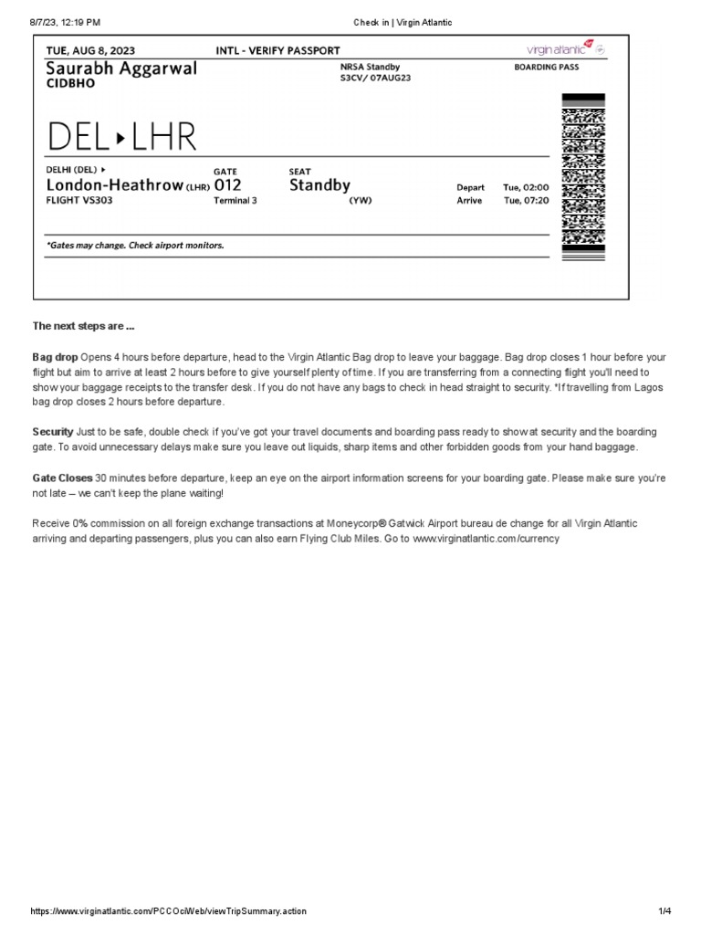 Check in Virgin Atlantic PDF