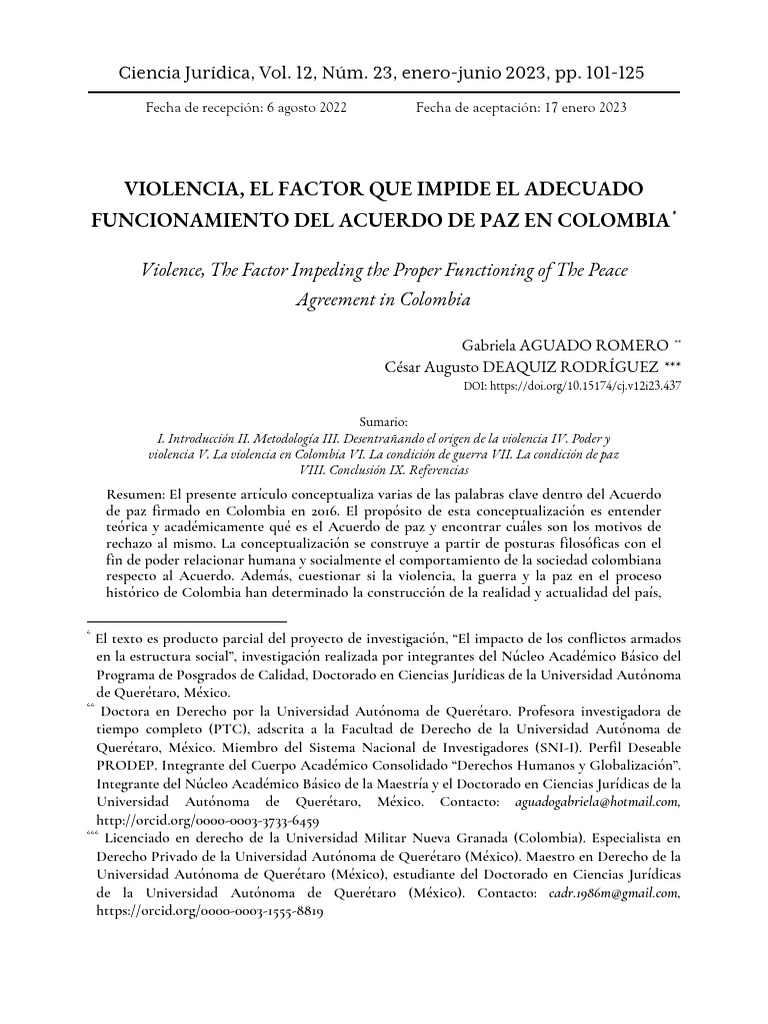 Violencia y Acuerdo de Paz en Colombia | PDF | Violencia | La Ley natural