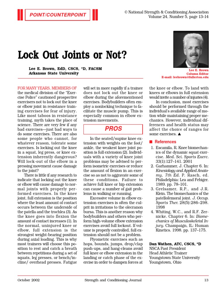 Lock Out Joints or Not? PDF Knee Elbow