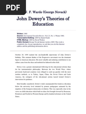 John Deweys Theories Of Education John Dewey Democracy - 