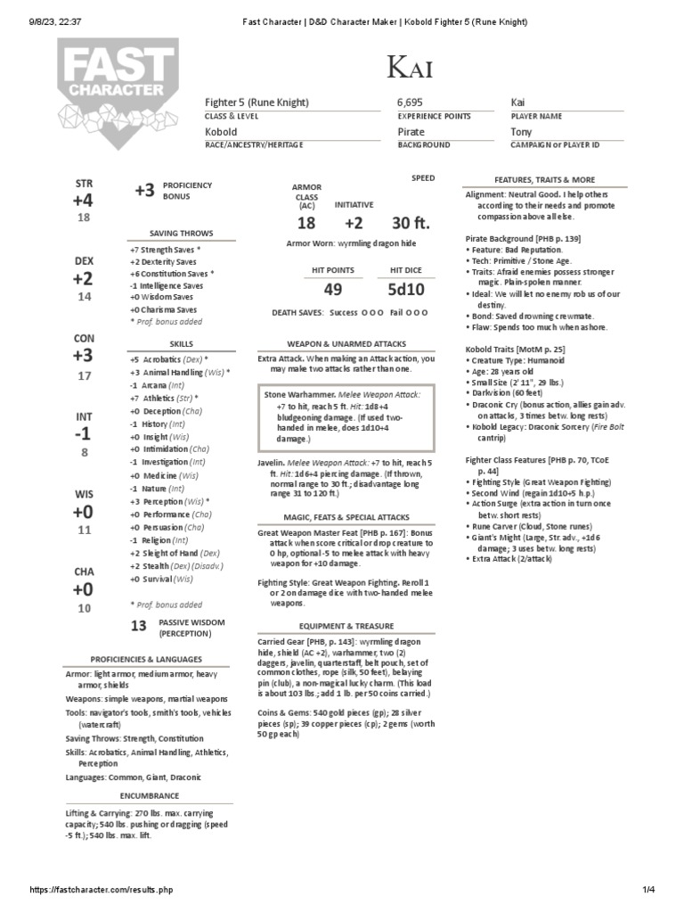 Kai the Rune Knight Kobold | PDF