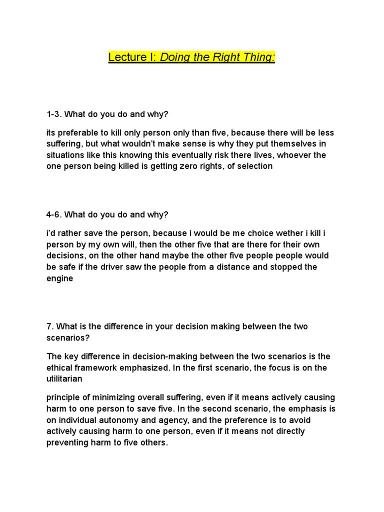 Lecture I- Doing the Right Thing- | PDF