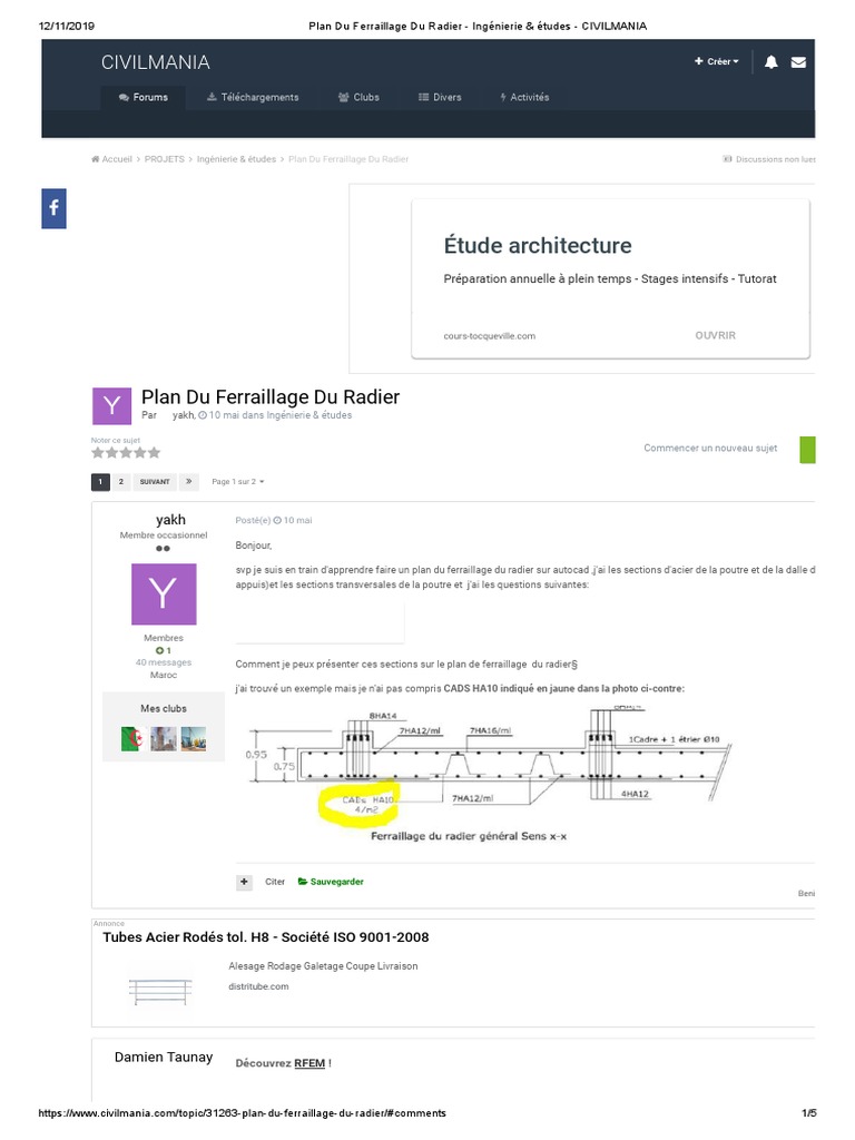 Plan Du Ferraillage Du Radier Ingénierie études Pdf