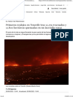 Primeros Realojos en Tenerife Tras 12.279 Evacuados y 12.800 Hectáreas Quemadas en Un Incendio Voraz