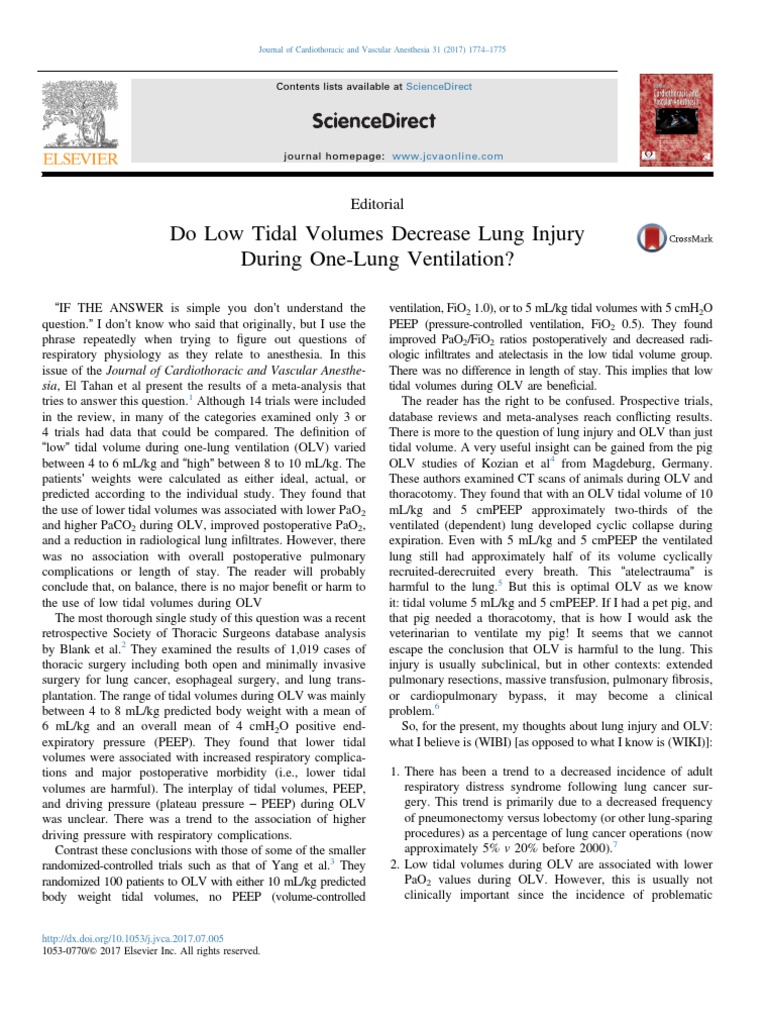 DoLowTidalVolumesDecreaseLungInjuryDuringO PDF