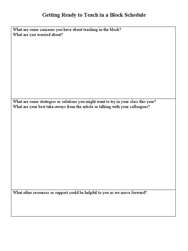 Block Schedule Template Pdf