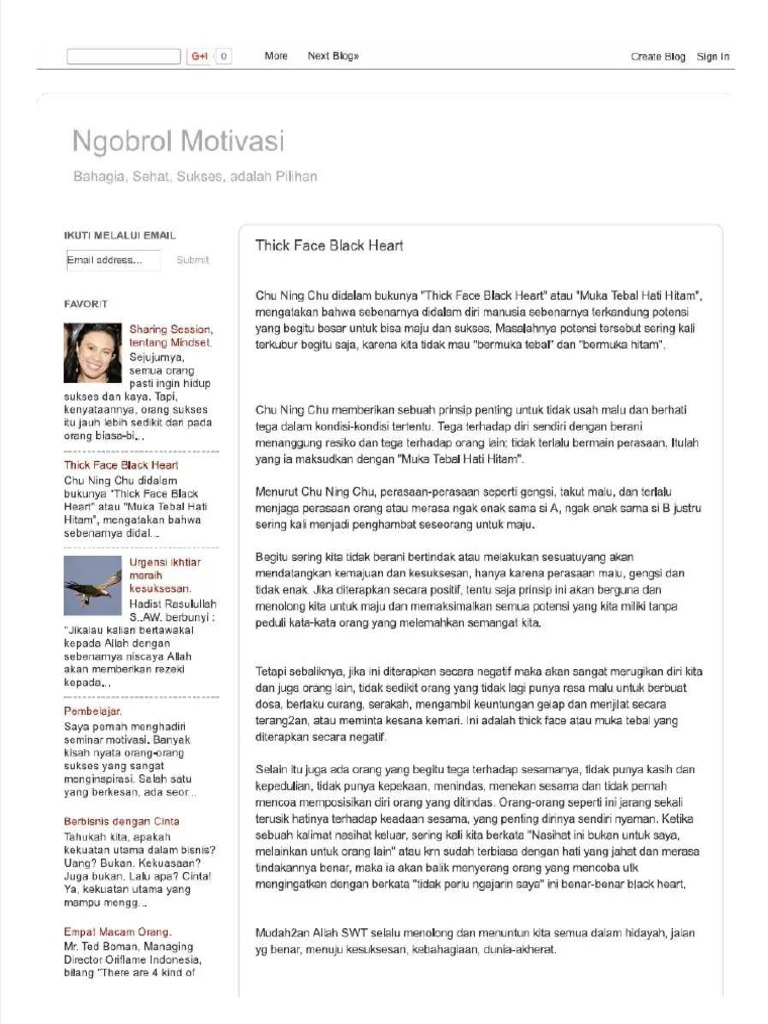 Ngobrol Motivasi Thick Face Black Heart PDF