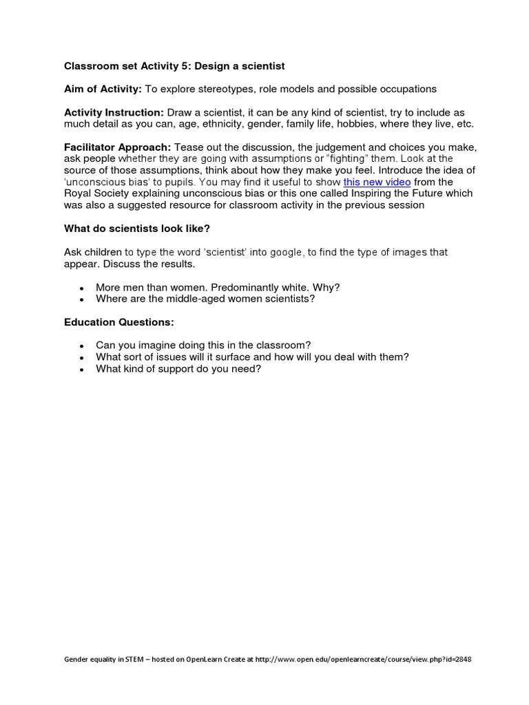 Classroom Activities On Unconscious Bias | PDF