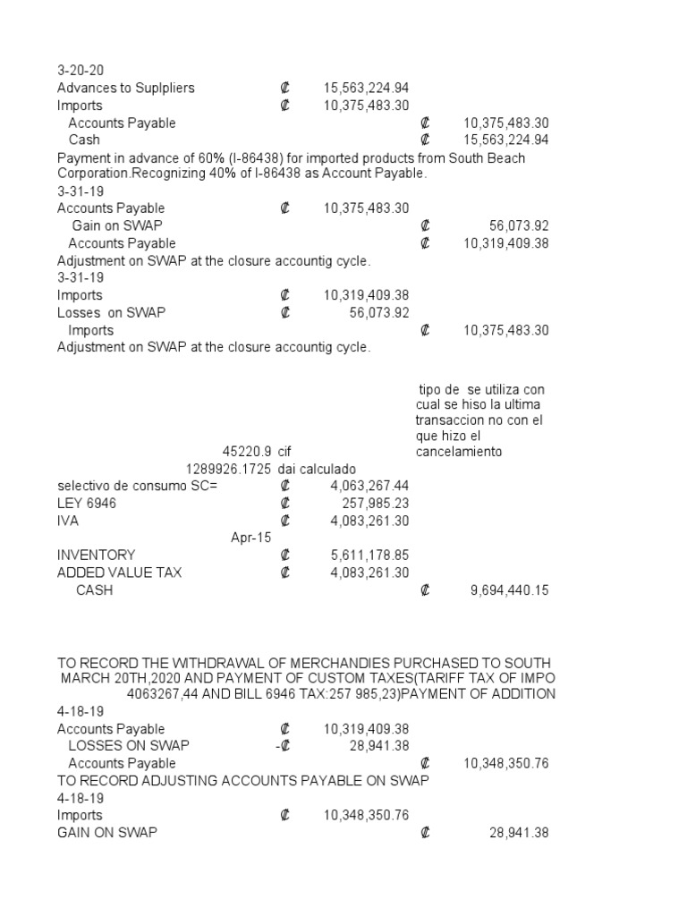 Accounting Adjustments for Imports and SWAP | PDF | Finance & Money ...
