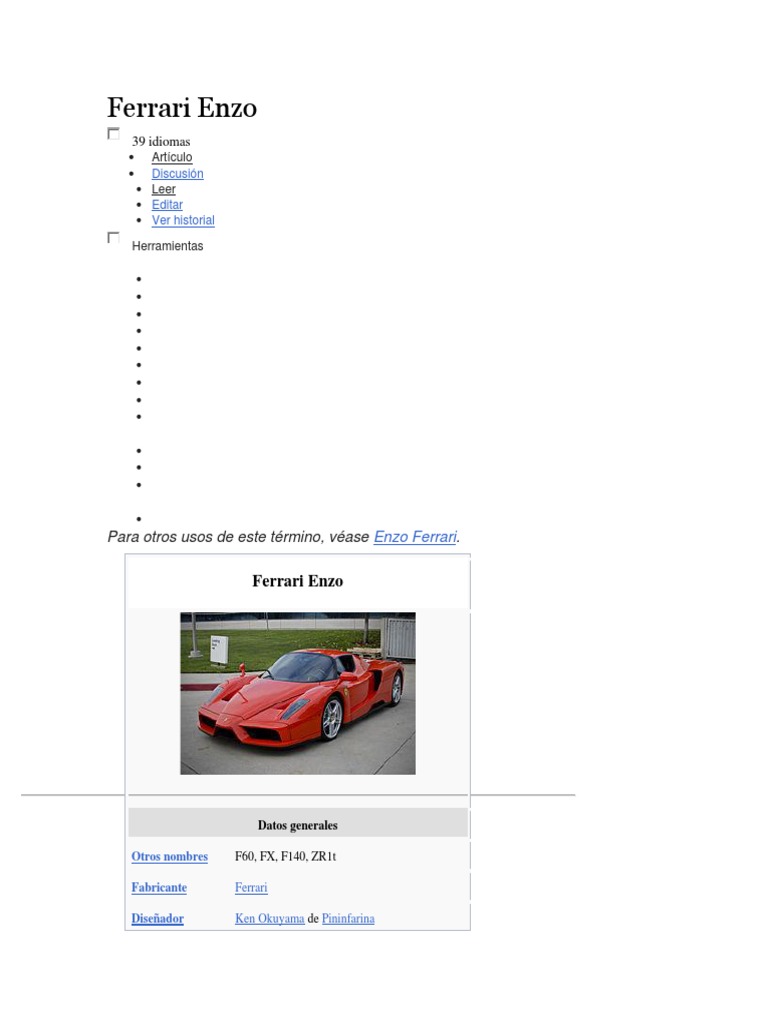 Ferrari Enzo: Superdeportivo V12 | PDF | Coche | Ferrari