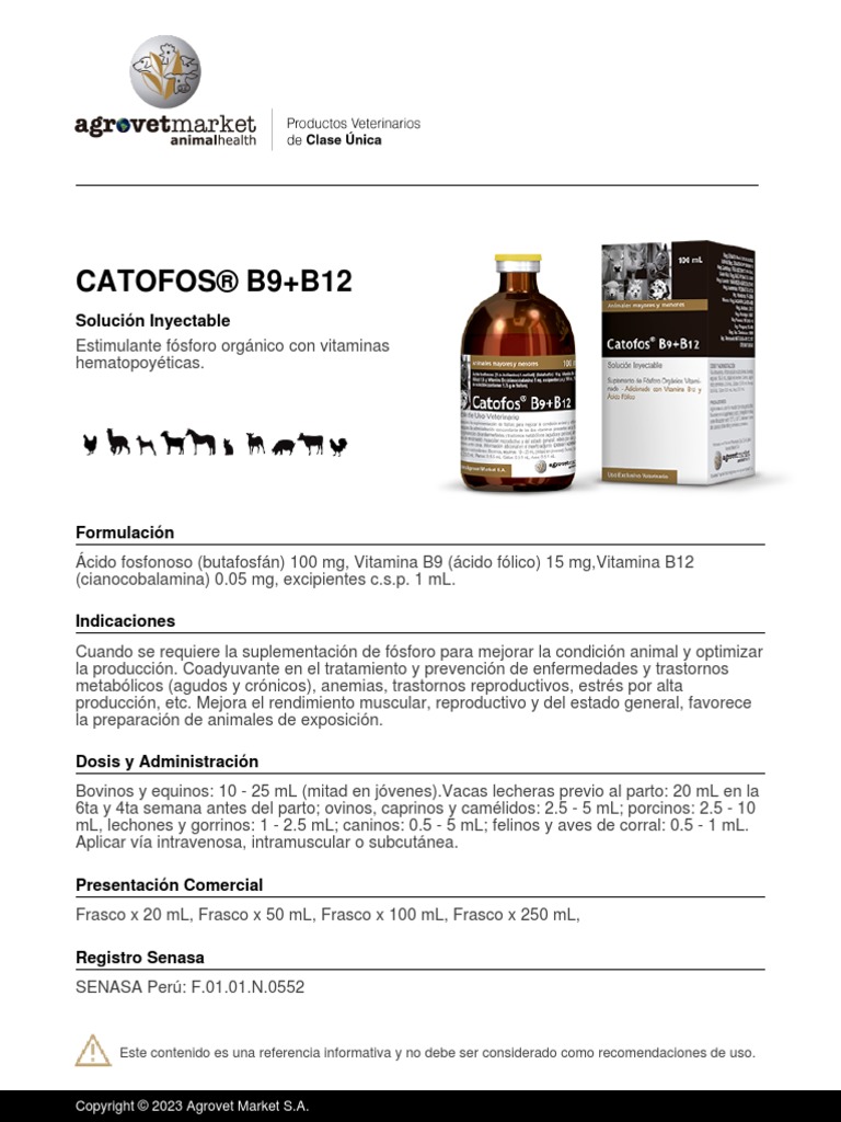 Catofos b9b12 Fosforo Vitamina Hematopoyetico | PDF
