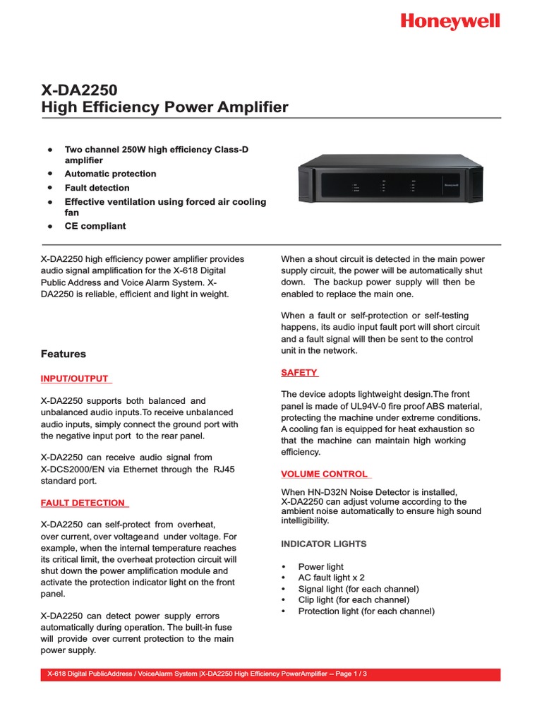 X-DA2250 Power Amplifier Overview | PDF | Technology & Engineering