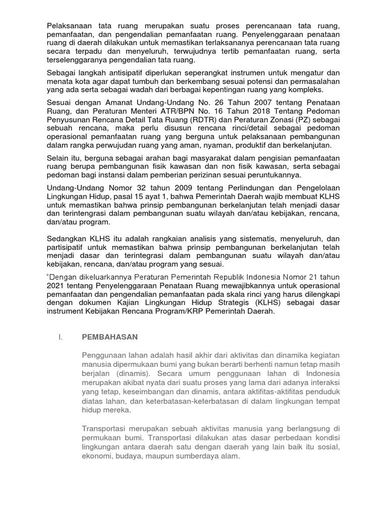 Analisis Transportasi dan Penggunaan Lahan | PDF