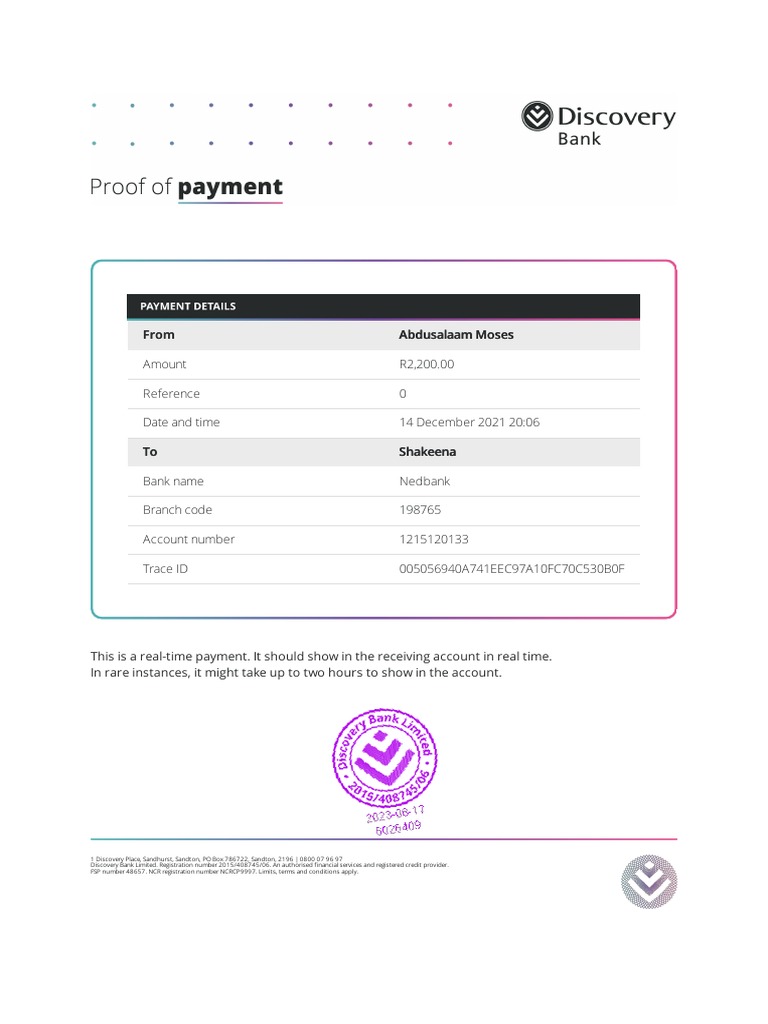 Proof of payment pdf