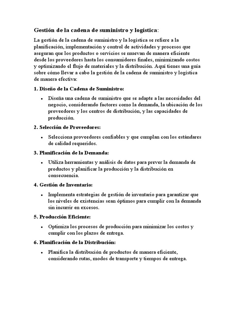 Gestión de La Cadena de Suministro y Logística | PDF | Negocios ...