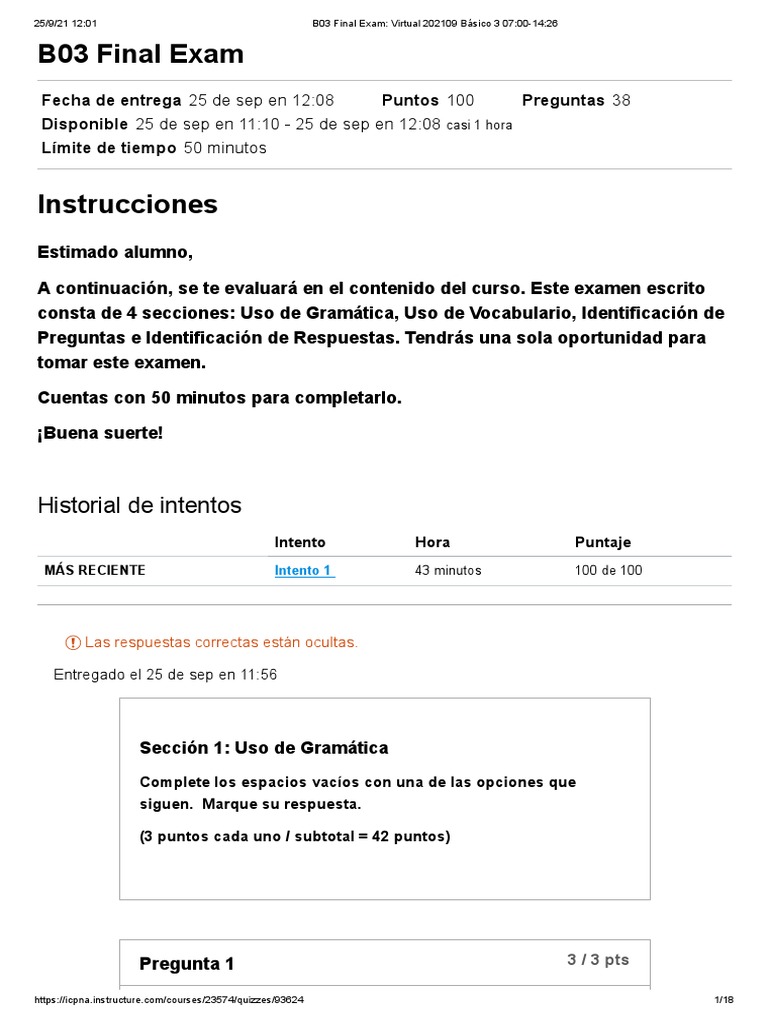 B03 Final Exam - Virtual 202109 Básico 3 | PDF