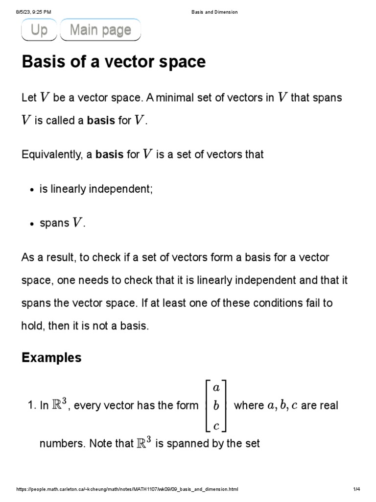 Basis and dimension pdf basis linear algebra vector space