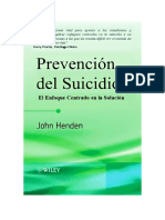 John Henden. Prevención Del Suicidio El Enfoque Centrado en La Solución Libro