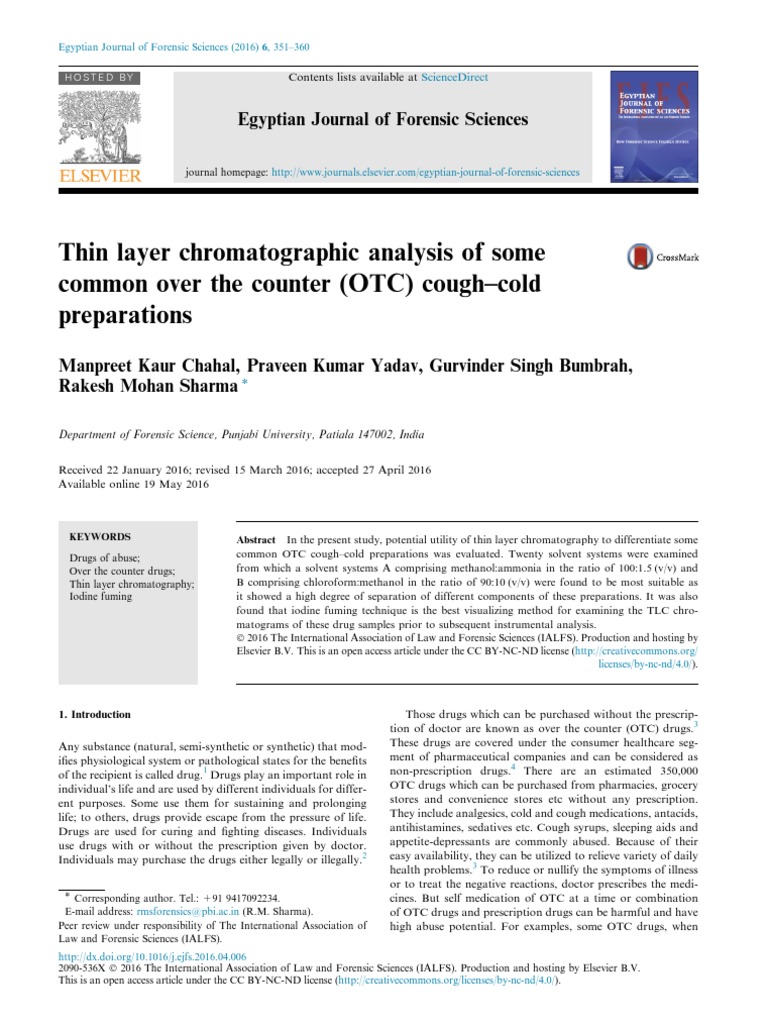Thin Layer Chromatographic Analysis of Some Common 2016 Egyptian