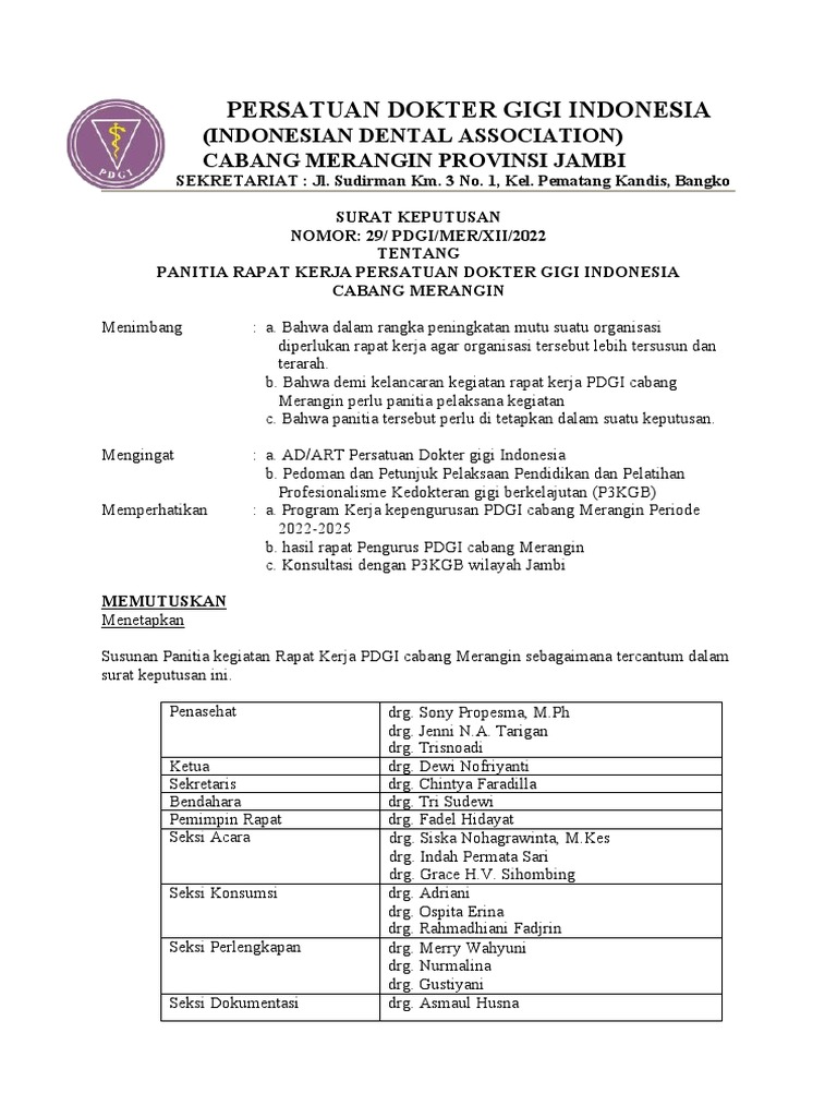 SK Panitia Rakercab 2022 | PDF