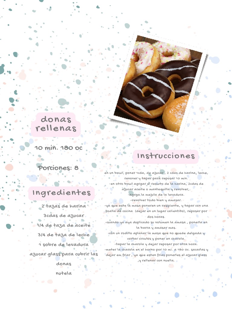 A4 Receta Pastelería Simple Pintitas Rosa | PDF | Magdalena | Panes