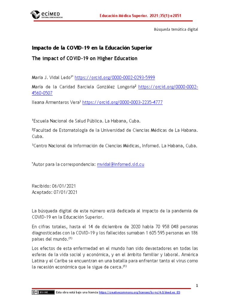 Impacto de La Covid en La Educacion Superior - 2021 | PDF | Enseñando ...