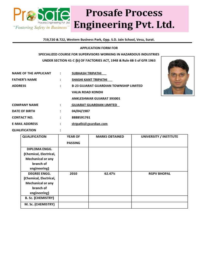 Application Form For Supervisor - SubhashTripathi | PDF | Career And ...