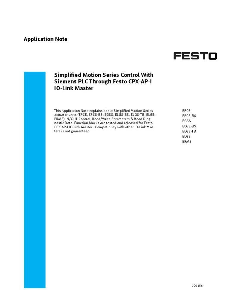 Simplified Motion Series Control With Siemens PLC Through Festo CPXAP