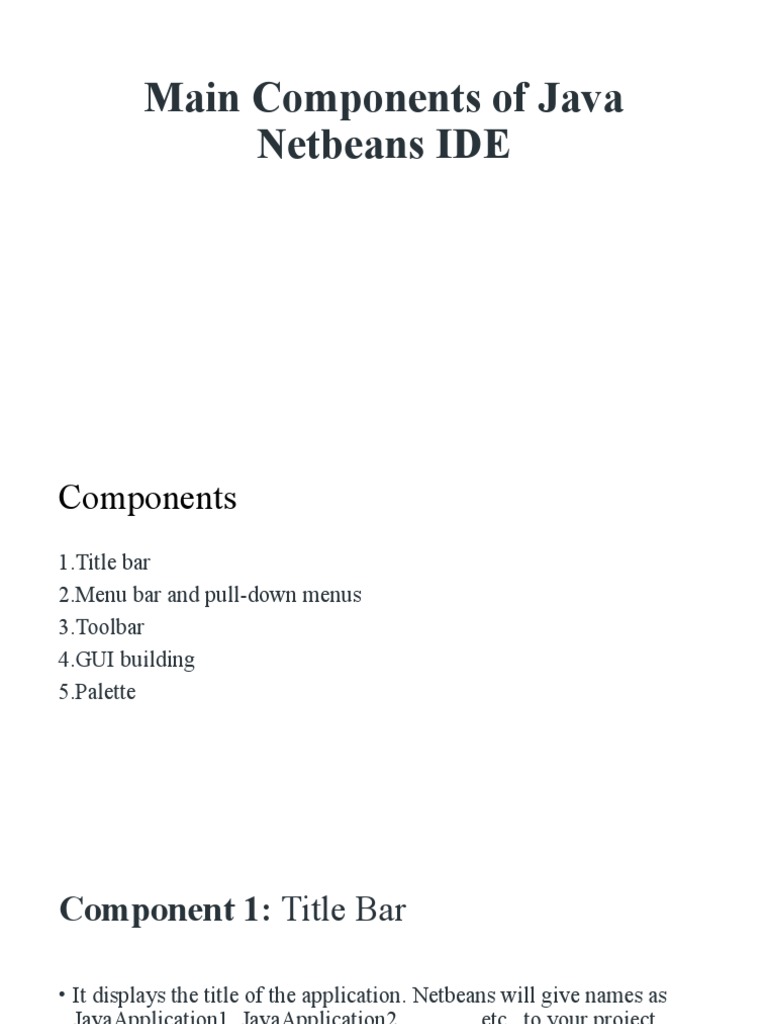 Main Components of Java Netbeans IDE | PDF